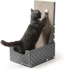Hidden Scratch Cardboard Cat Scratch Box and Bed - Dark Grey Diamond