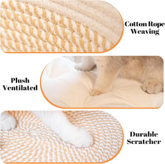 Pet cat bed basket with cushion