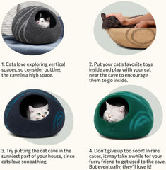 Cat Hole - Premium Felt Cat Bed Fence for Indoor Cats, Handmade Merino Wool (Light Grey, Medium)