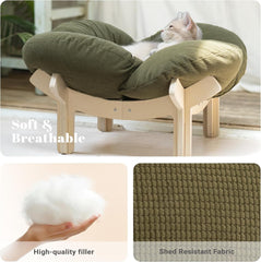 Pet elevated cat bed wooden cushion fluffy pet sofa indoor cat elevated bed