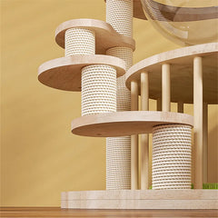 Solid Wood Cat Tower, Scratching Post, Short Climbing Frame, Indoor Jumping Platform, Cat Tree Bed
