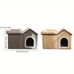2-in-1 cat house with movable bed - suitable for indoor and outdoor use