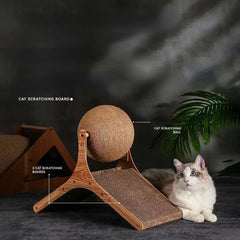 Catnip board, wooden climbing frame, vertical scratch resistant cat toy, rotating sword hemp rope