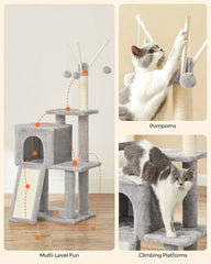 Cat Tree, 46.5-inch Cat Tower Indoor Cat, Kitten, Multi story Plush Cat Apartment, 16.5 X 12.6 X 46.5 inches