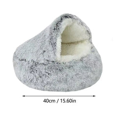 2-in-1 soft plush pet bed with lid, circular cat bed, pet mattress, warm cat bed