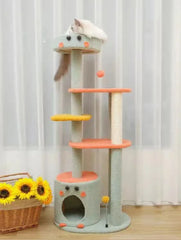 Plant Design Cat Tree Tower With Sisal Scratching Post Pillar Colorful Multi Level Platform Washable Pet Furniture