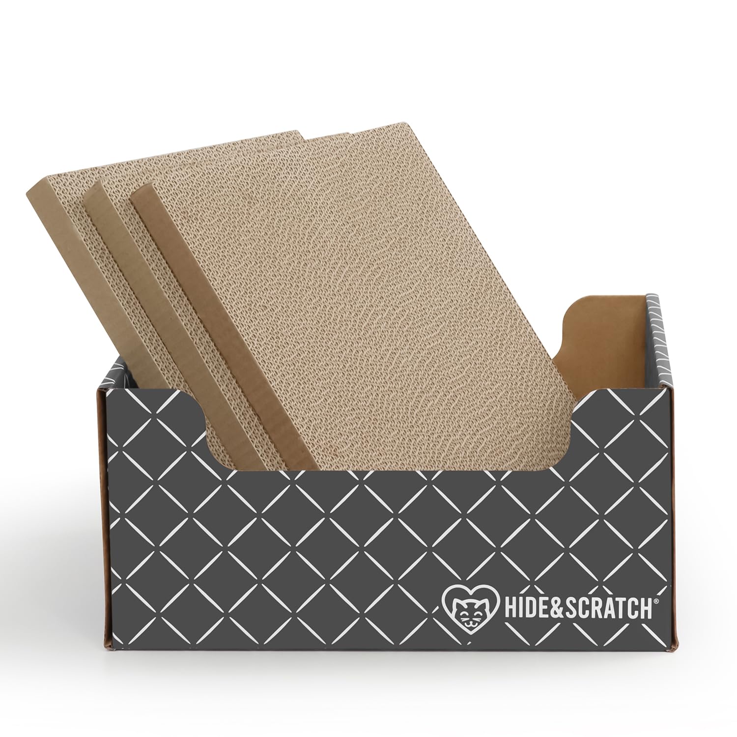Hidden Scratch Cardboard Cat Scratch Box and Bed - Dark Grey Diamond