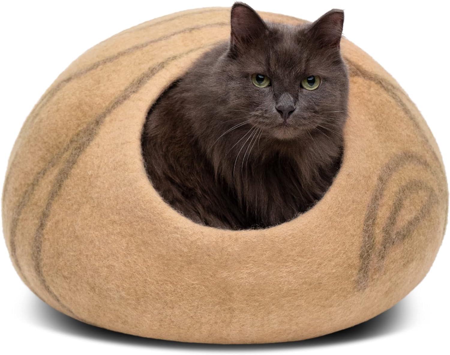 Cat Hole - Premium Felt Cat Bed Fence for Indoor Cats, Handmade Merino Wool (Light Grey, Medium)