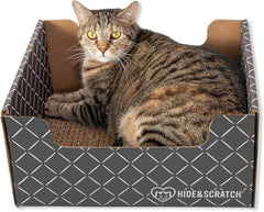 Hidden Scratch Cardboard Cat Scratch Box and Bed - Dark Grey Diamond