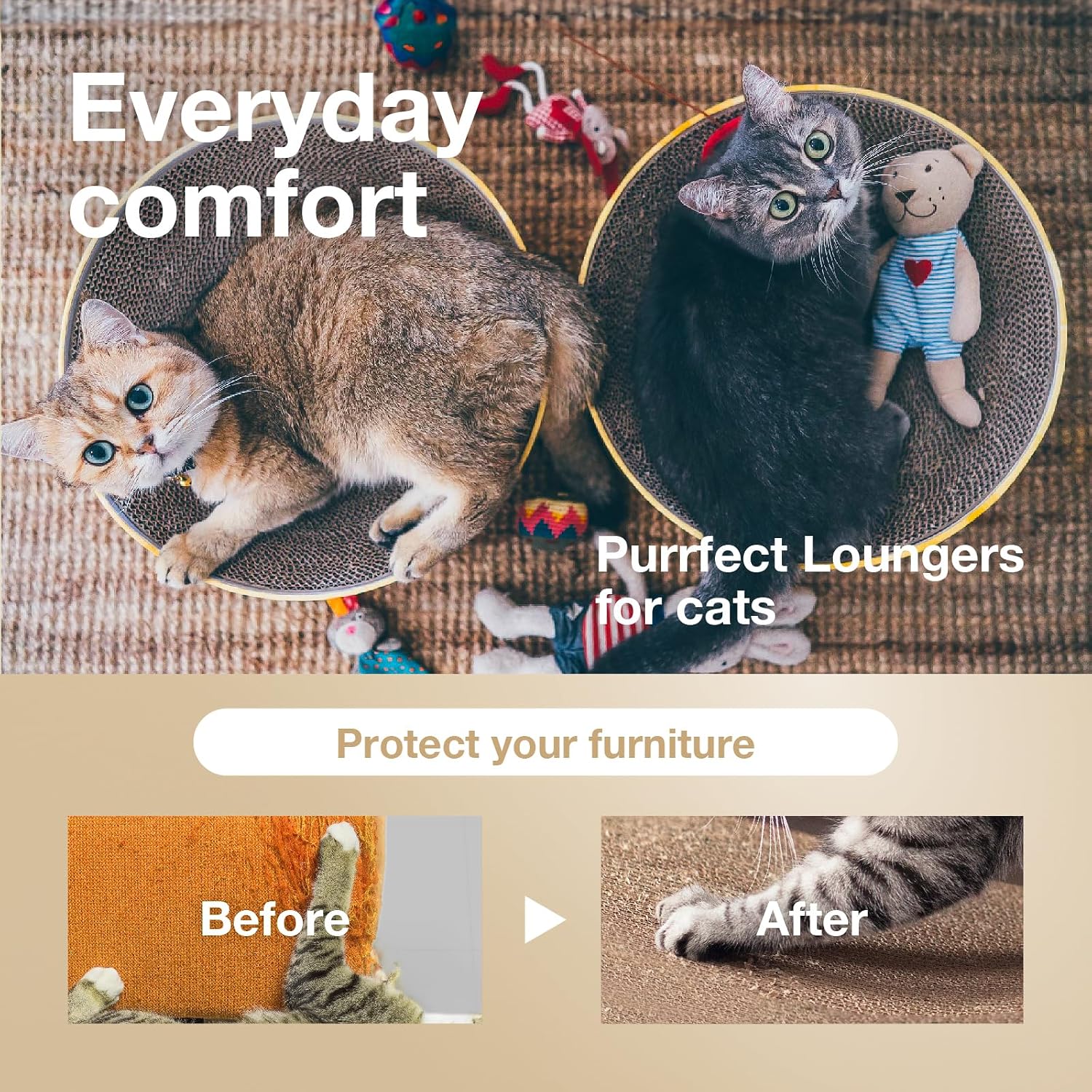 Indoor cat scratching bowl - cat scratching blinds with reversible usability and additional comfort