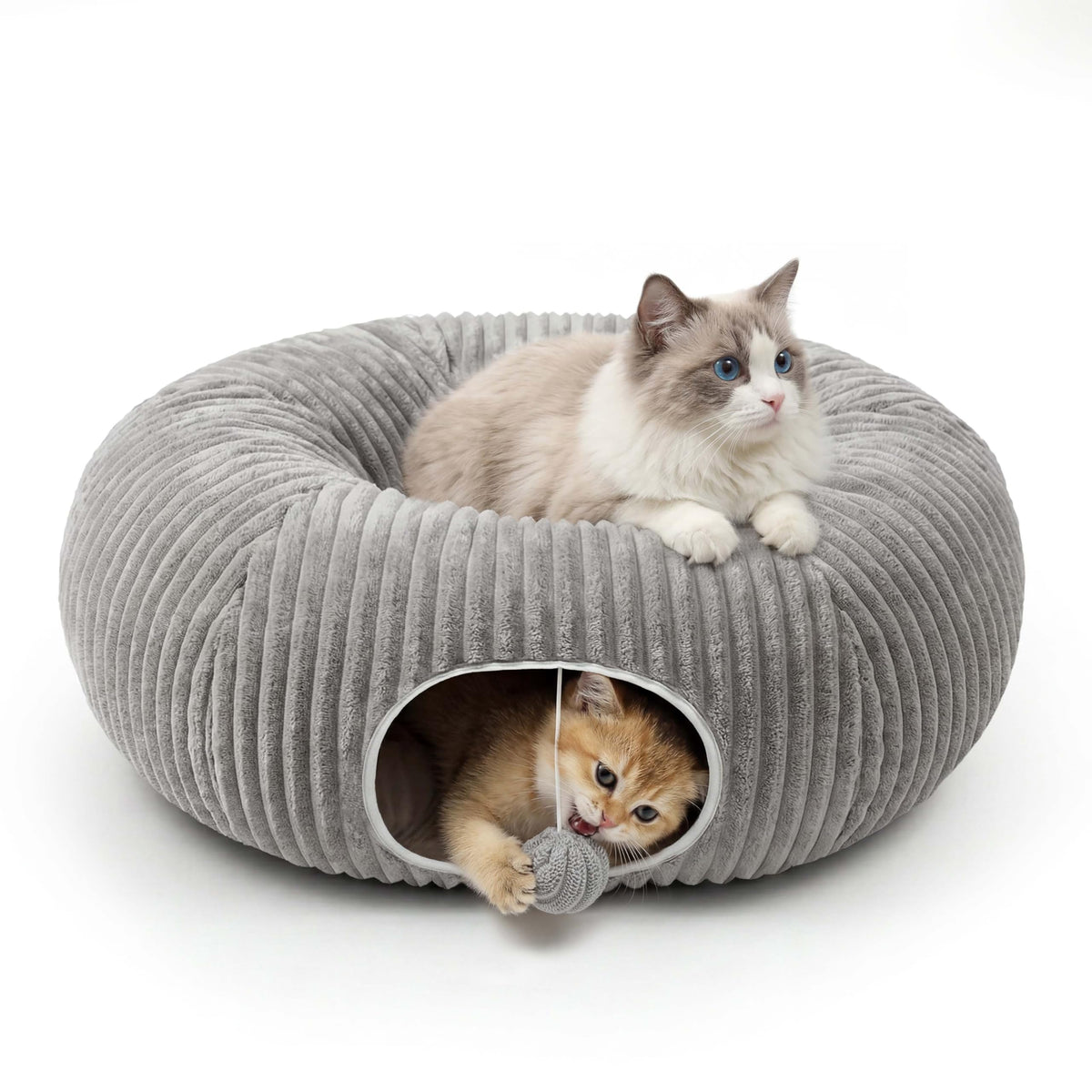 Cat tunnel bed with 40 interactive cat toys, cat tube, and indoor cat toys