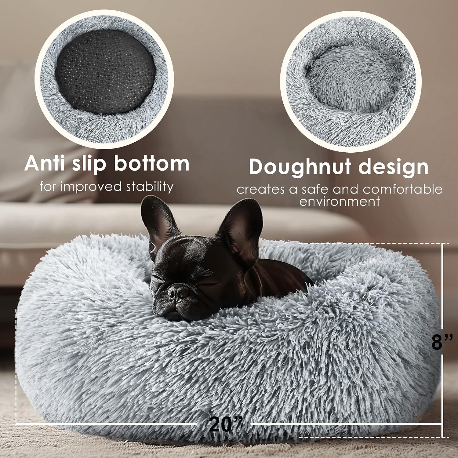 Suitable for indoor cat beds, a 20 inch soothing donut bed for kittens