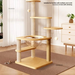 Multi layer sisal cat tree tower home leisure cat catching column, with hammock creative design pet furniture