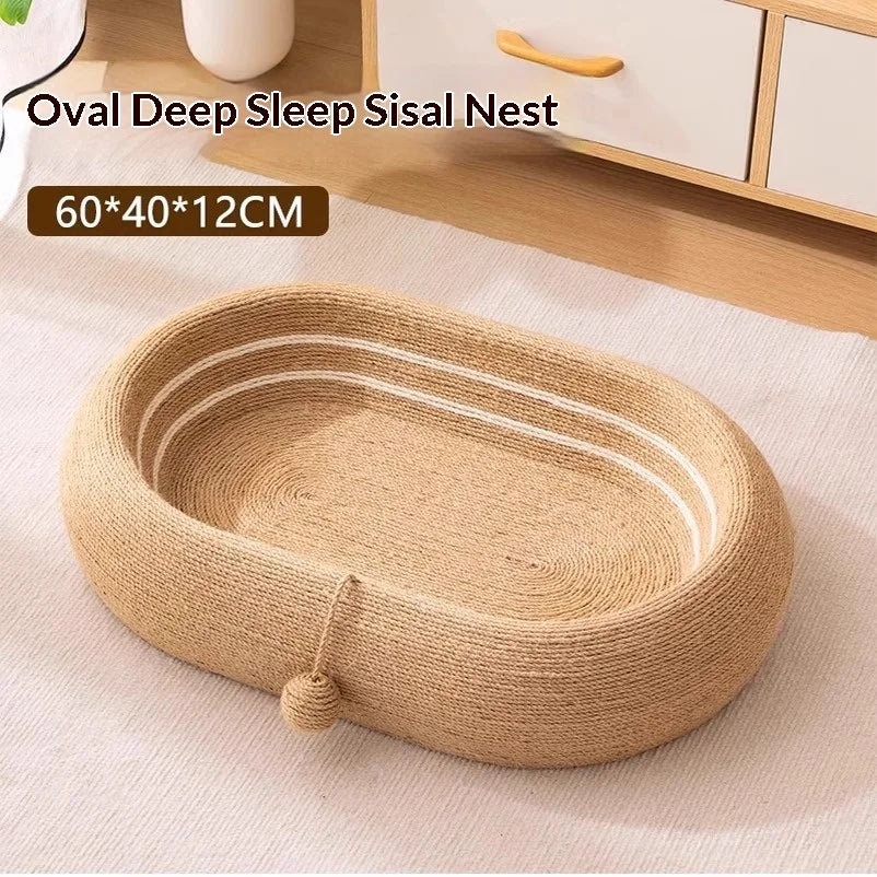 Extra Large Round Sisal Cat Scratcher Bed Durable No Shedding Integrated Cat Nest Scratch Resistant Cat Climbing Frame Cat Shelf