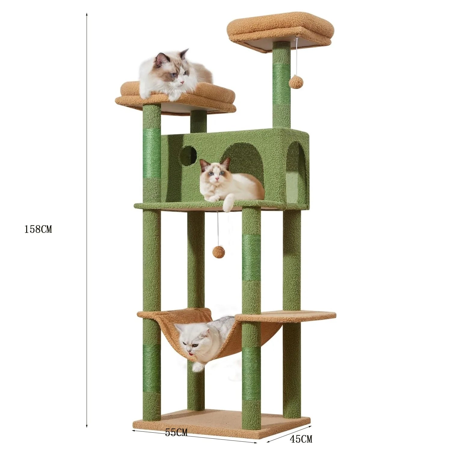 Big cat tree, cactus shaped wooden pet bed, sisal claw pole, Big cat villa