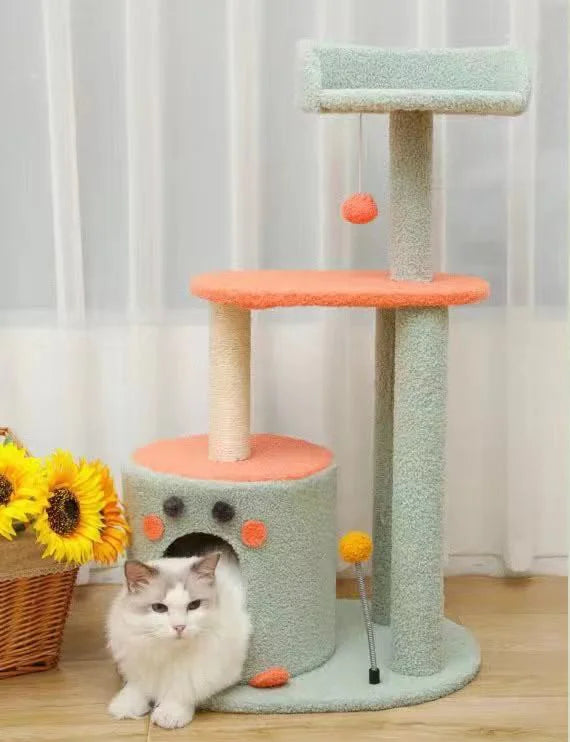 Plant Design Cat Tree Tower With Sisal Scratching Post Pillar Colorful Multi Level Platform Washable Pet Furniture