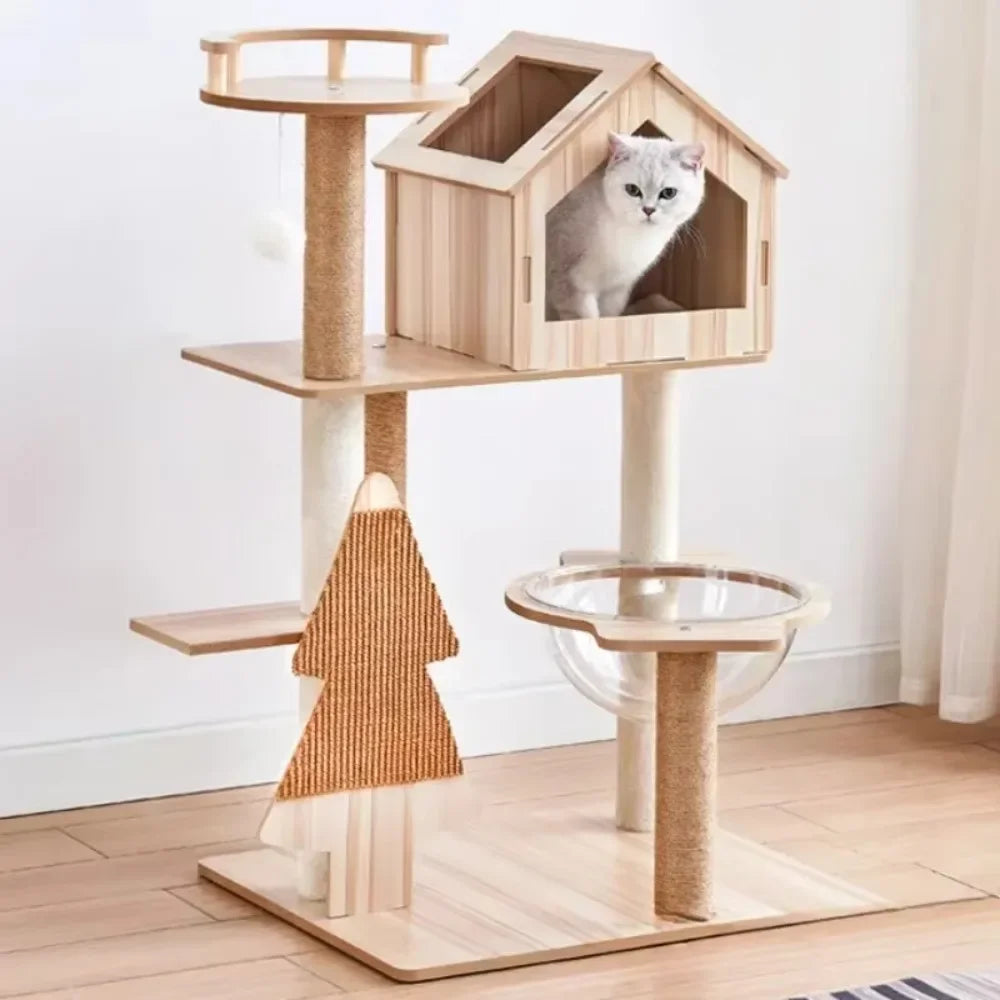 Cat Climbing Frame Multi-layer Scratching Post Strong Load-bearing Cat Tree Luxury Integrated Large Cats Towers