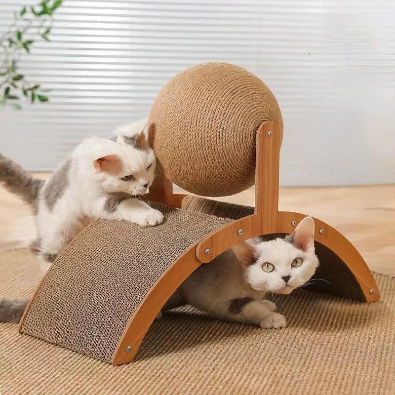 Catnip board, wooden climbing frame, vertical scratch resistant cat toy, rotating sword hemp rope